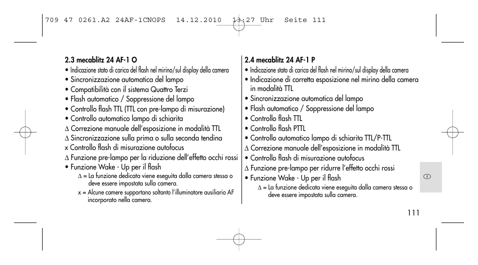 Metz MECABLITZ 24 AF-1 C_N_O_P_S digital User Manual | Page 111 / 164