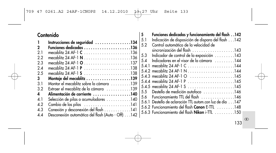 Metz MECABLITZ 24 AF-1 C_N_O_P_S digital User Manual | Page 133 / 164