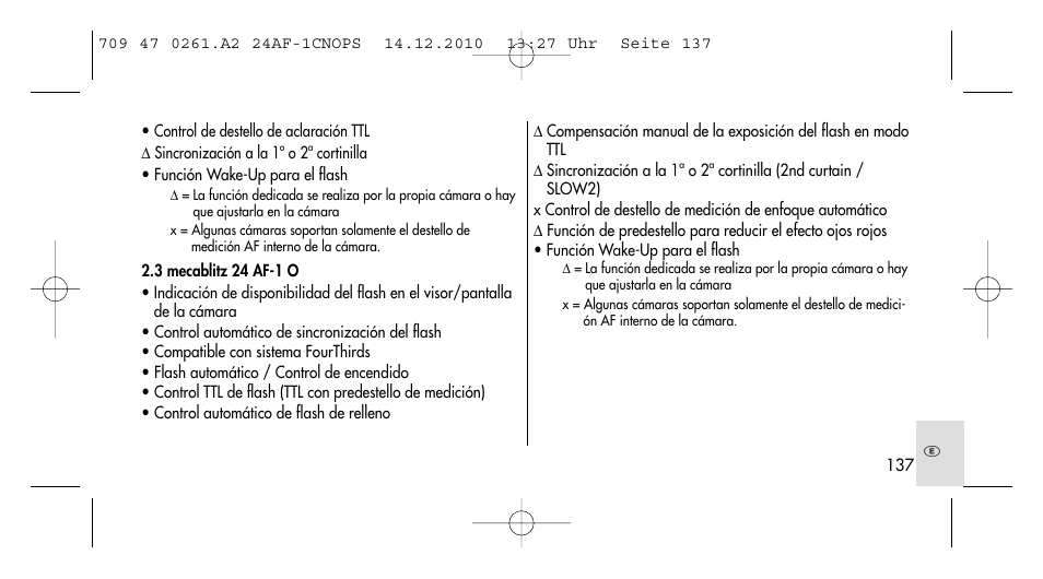 Metz MECABLITZ 24 AF-1 C_N_O_P_S digital User Manual | Page 137 / 164