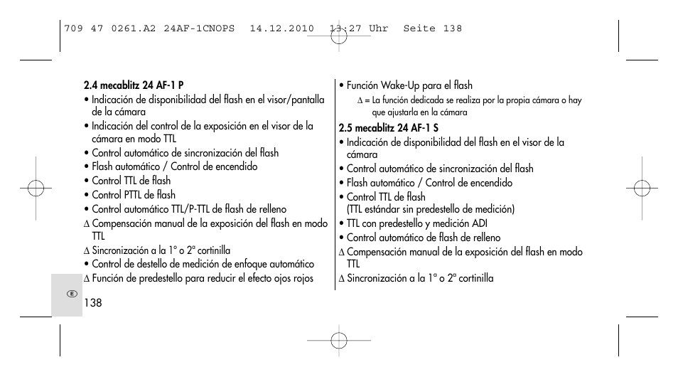 Metz MECABLITZ 24 AF-1 C_N_O_P_S digital User Manual | Page 138 / 164