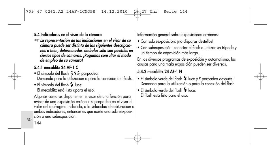 Metz MECABLITZ 24 AF-1 C_N_O_P_S digital User Manual | Page 144 / 164