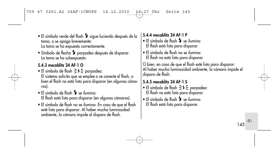 Metz MECABLITZ 24 AF-1 C_N_O_P_S digital User Manual | Page 145 / 164