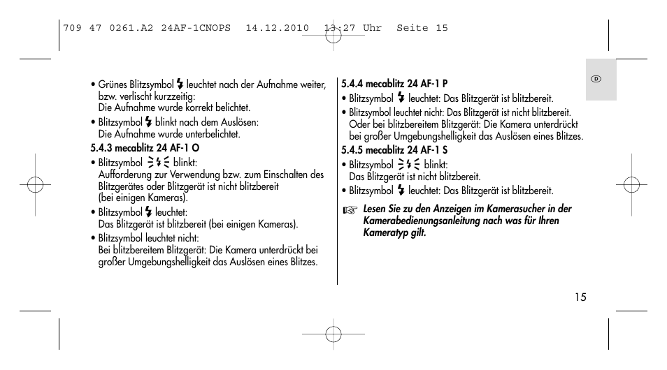 Metz MECABLITZ 24 AF-1 C_N_O_P_S digital User Manual | Page 15 / 164