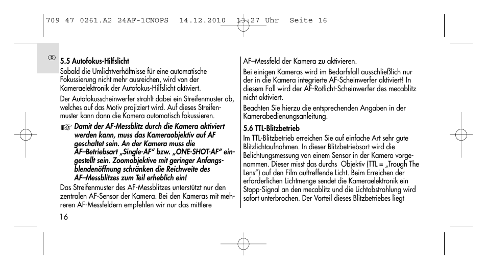 Metz MECABLITZ 24 AF-1 C_N_O_P_S digital User Manual | Page 16 / 164
