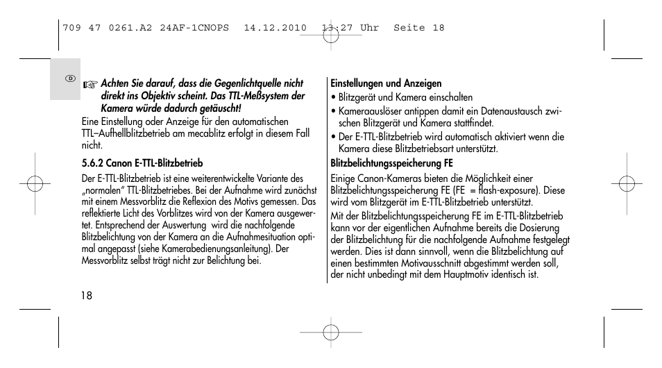 Metz MECABLITZ 24 AF-1 C_N_O_P_S digital User Manual | Page 18 / 164