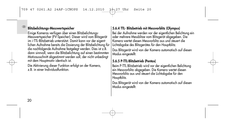 Metz MECABLITZ 24 AF-1 C_N_O_P_S digital User Manual | Page 20 / 164