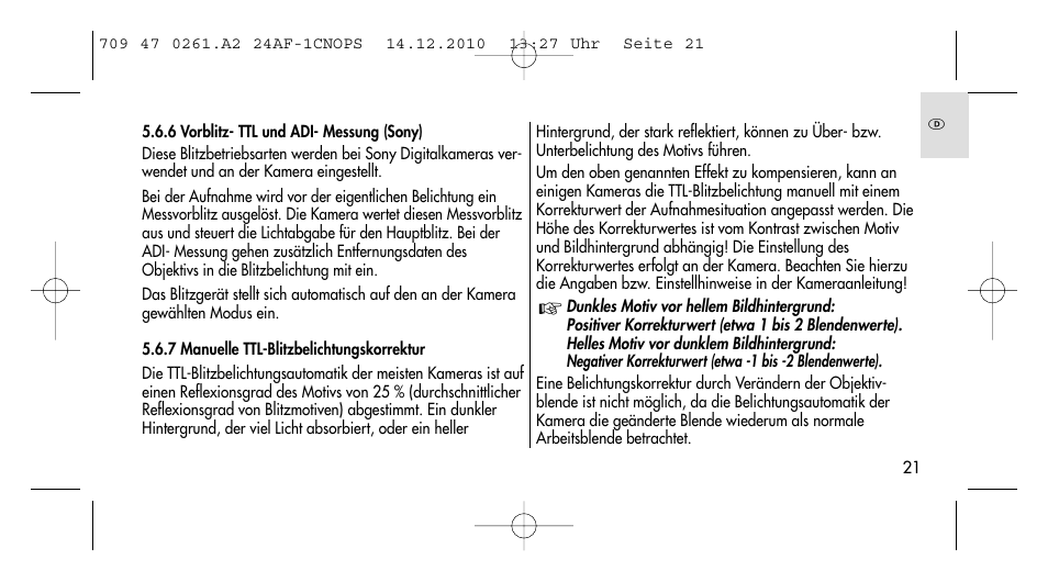 Metz MECABLITZ 24 AF-1 C_N_O_P_S digital User Manual | Page 21 / 164