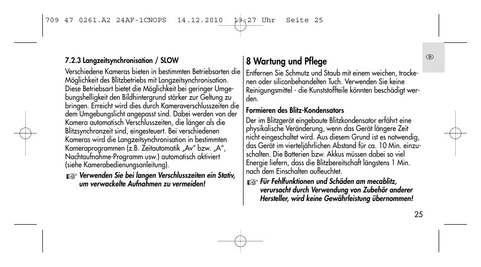 Metz MECABLITZ 24 AF-1 C_N_O_P_S digital User Manual | Page 25 / 164