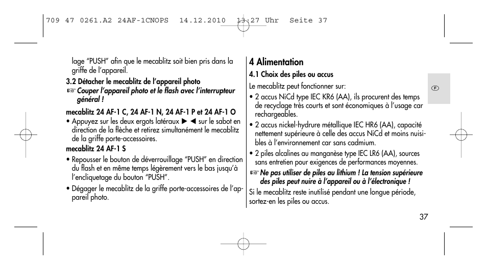 Metz MECABLITZ 24 AF-1 C_N_O_P_S digital User Manual | Page 37 / 164