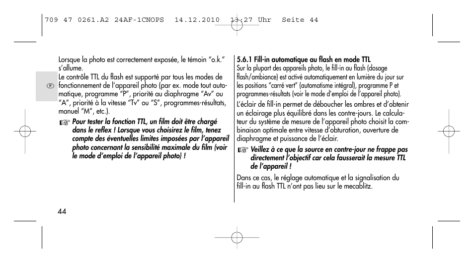 Metz MECABLITZ 24 AF-1 C_N_O_P_S digital User Manual | Page 44 / 164