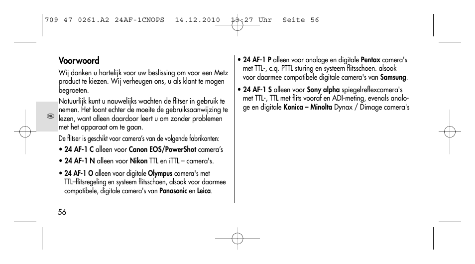 Metz MECABLITZ 24 AF-1 C_N_O_P_S digital User Manual | Page 56 / 164