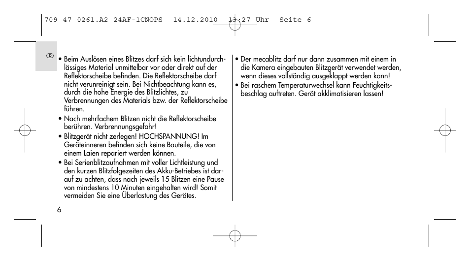 Metz MECABLITZ 24 AF-1 C_N_O_P_S digital User Manual | Page 6 / 164