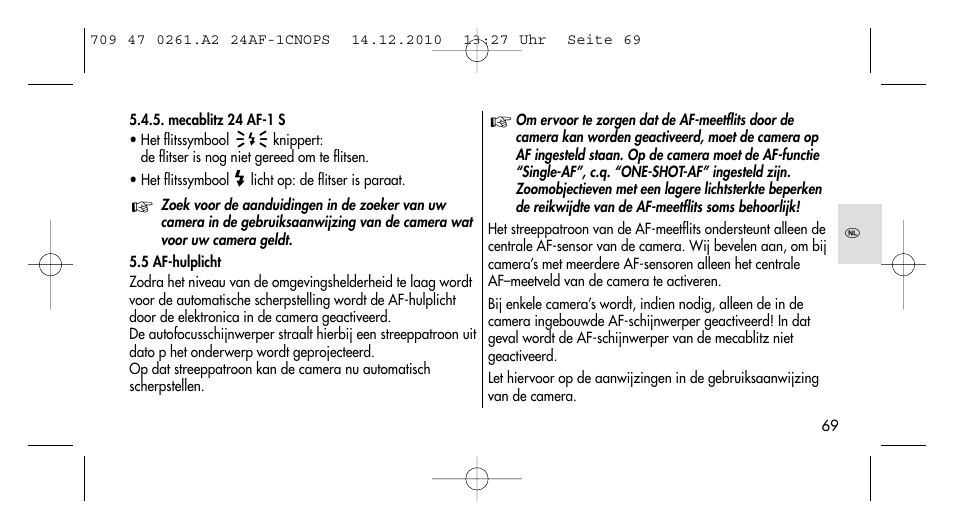 Metz MECABLITZ 24 AF-1 C_N_O_P_S digital User Manual | Page 69 / 164