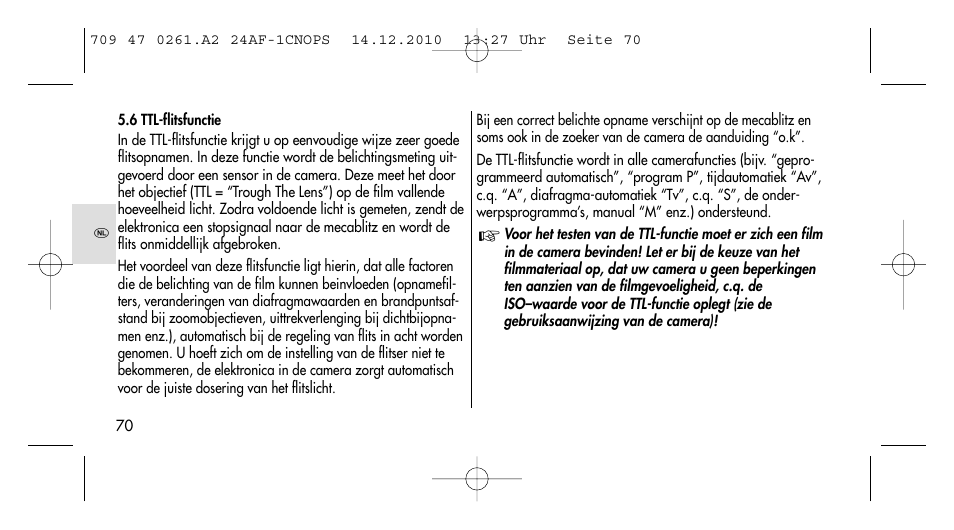 Metz MECABLITZ 24 AF-1 C_N_O_P_S digital User Manual | Page 70 / 164