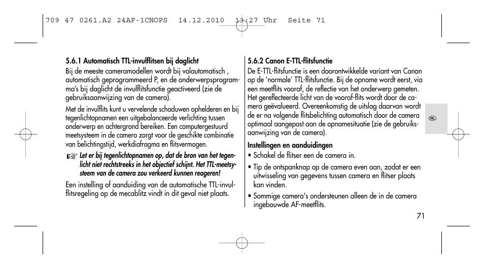 Metz MECABLITZ 24 AF-1 C_N_O_P_S digital User Manual | Page 71 / 164