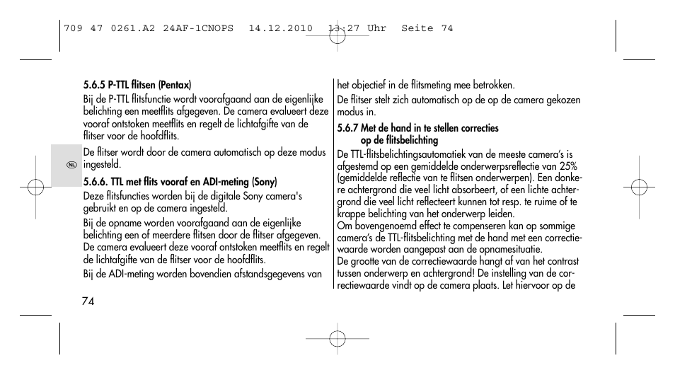 Metz MECABLITZ 24 AF-1 C_N_O_P_S digital User Manual | Page 74 / 164
