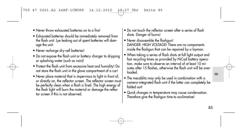 Metz MECABLITZ 24 AF-1 C_N_O_P_S digital User Manual | Page 85 / 164