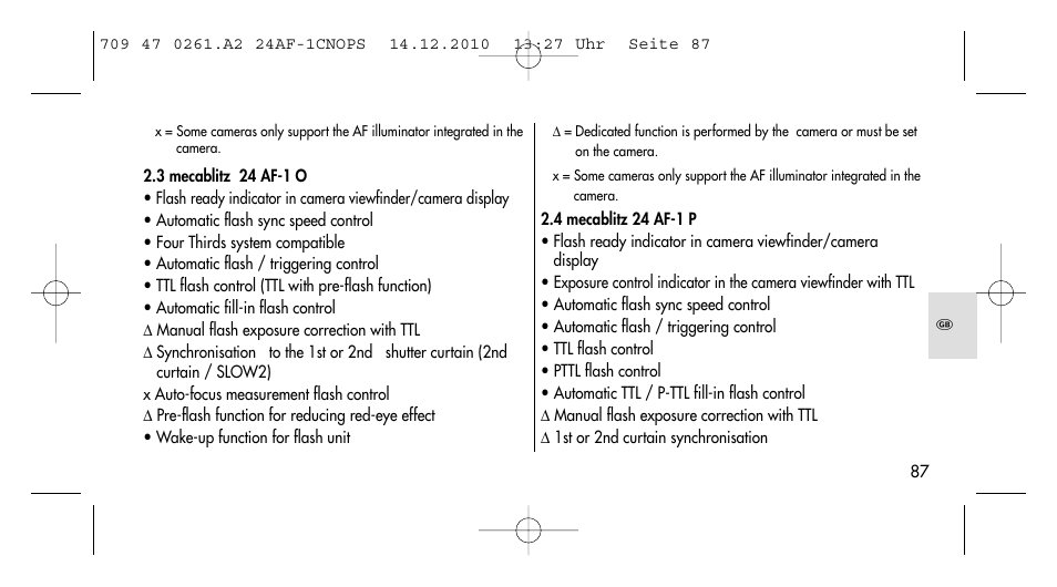 Metz MECABLITZ 24 AF-1 C_N_O_P_S digital User Manual | Page 87 / 164