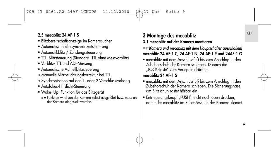 3 montage des mecablitz | Metz MECABLITZ 24 AF-1 C_N_O_P_S digital User Manual | Page 9 / 164