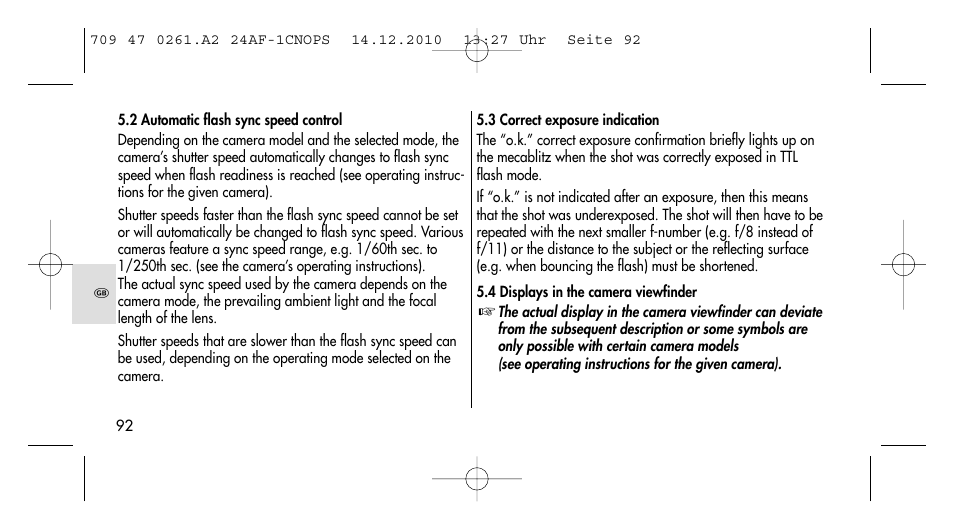 Metz MECABLITZ 24 AF-1 C_N_O_P_S digital User Manual | Page 92 / 164