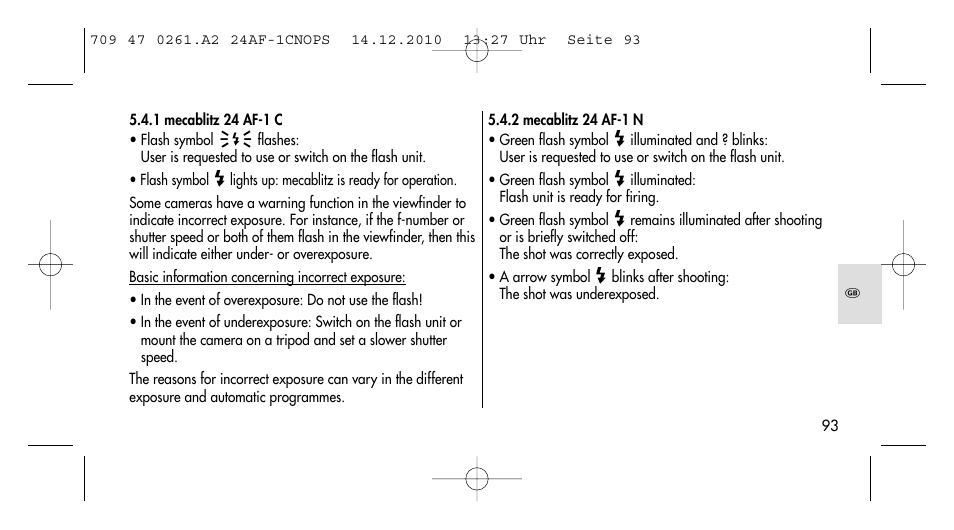 Metz MECABLITZ 24 AF-1 C_N_O_P_S digital User Manual | Page 93 / 164