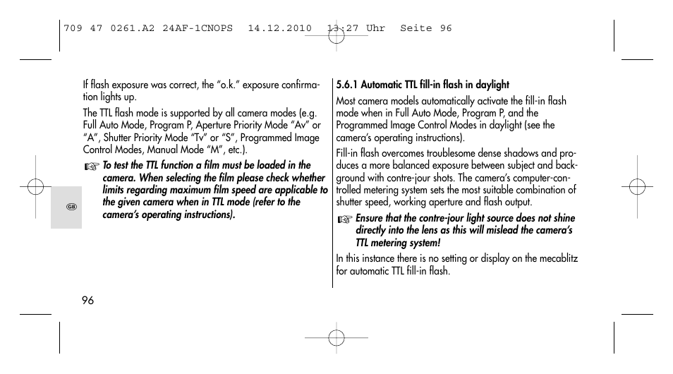 Metz MECABLITZ 24 AF-1 C_N_O_P_S digital User Manual | Page 96 / 164