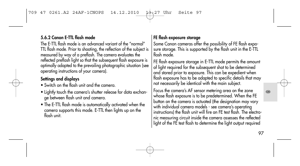 Metz MECABLITZ 24 AF-1 C_N_O_P_S digital User Manual | Page 97 / 164