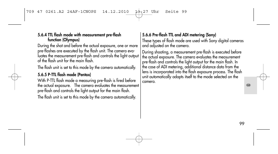 Metz MECABLITZ 24 AF-1 C_N_O_P_S digital User Manual | Page 99 / 164