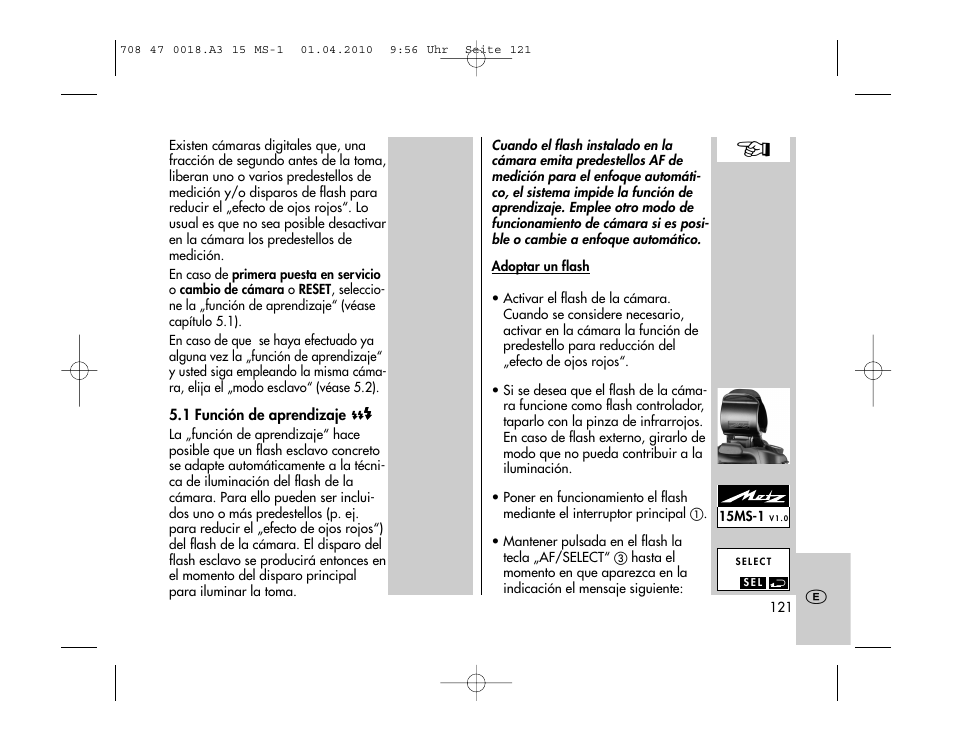 Metz MECABLITZ 15 MS-1 digital User Manual | Page 121 / 140