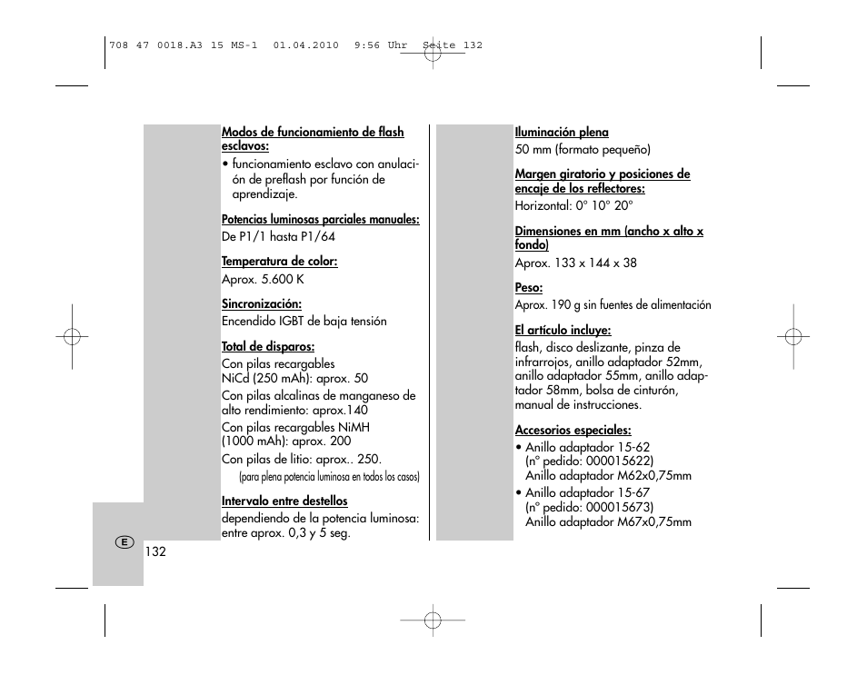 Metz MECABLITZ 15 MS-1 digital User Manual | Page 132 / 140