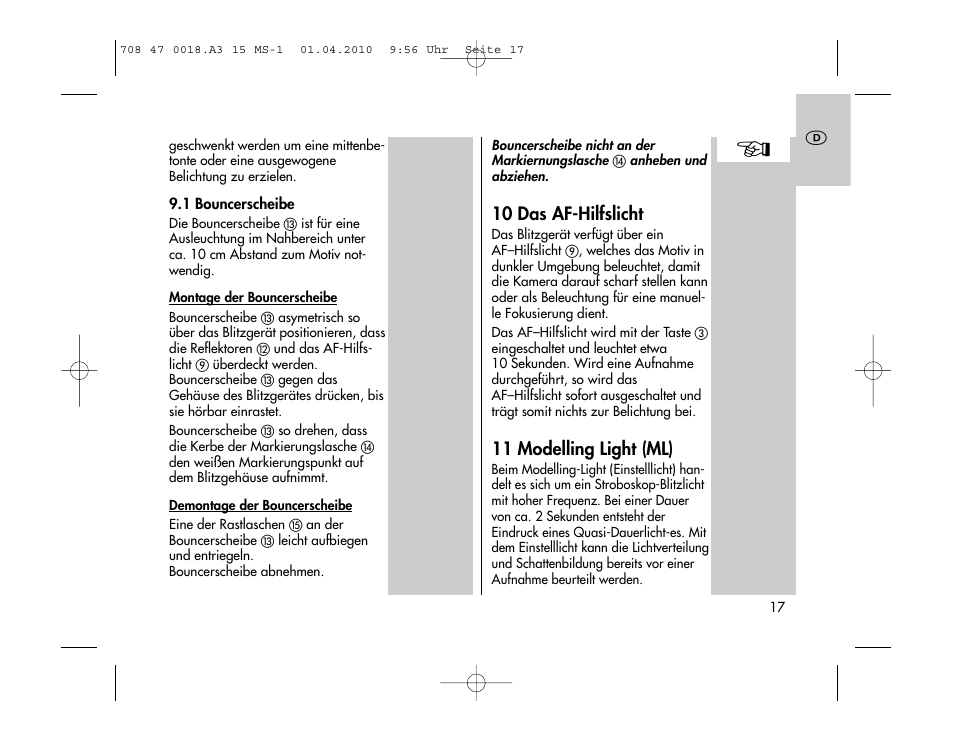 Metz MECABLITZ 15 MS-1 digital User Manual | Page 17 / 140