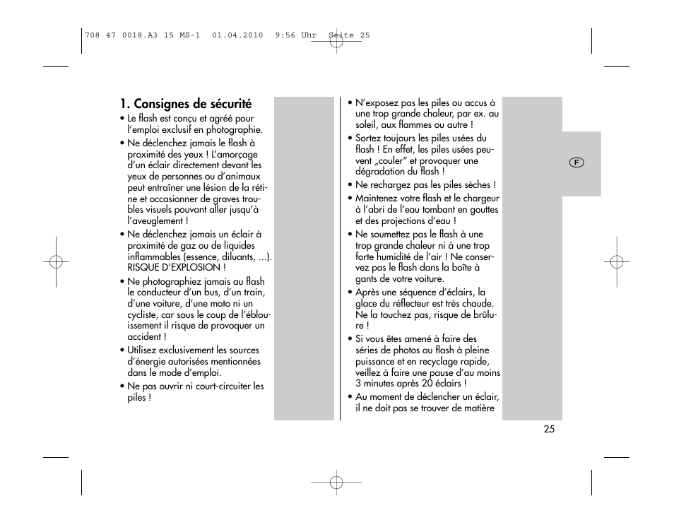Consignes de sécurité | Metz MECABLITZ 15 MS-1 digital User Manual | Page 25 / 140