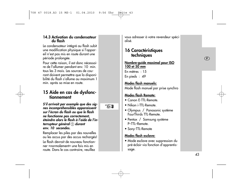 Metz MECABLITZ 15 MS-1 digital User Manual | Page 43 / 140