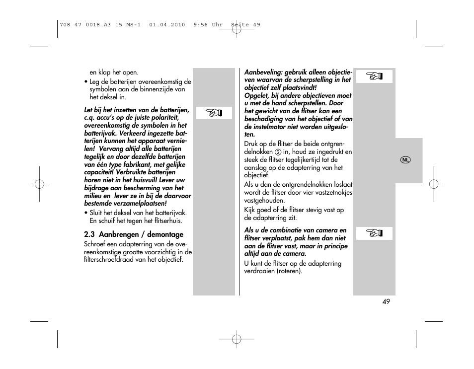 Metz MECABLITZ 15 MS-1 digital User Manual | Page 49 / 140