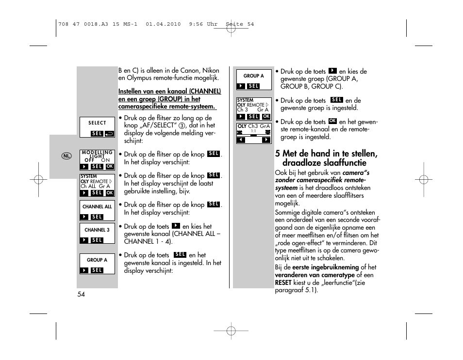 Metz MECABLITZ 15 MS-1 digital User Manual | Page 54 / 140
