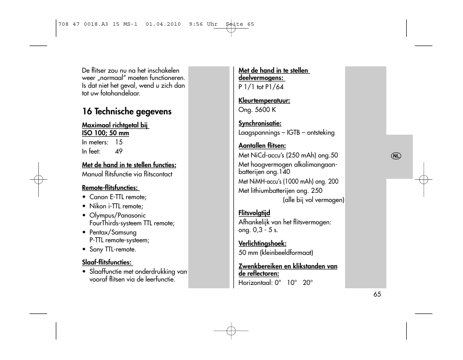 Metz MECABLITZ 15 MS-1 digital User Manual | Page 65 / 140