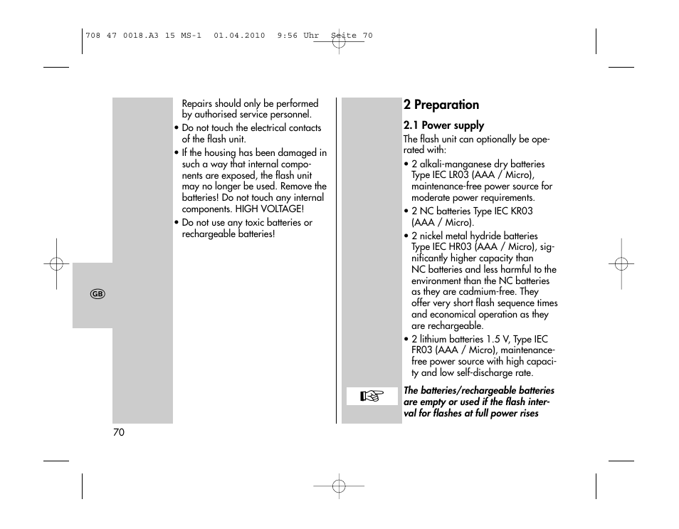 Metz MECABLITZ 15 MS-1 digital User Manual | Page 70 / 140