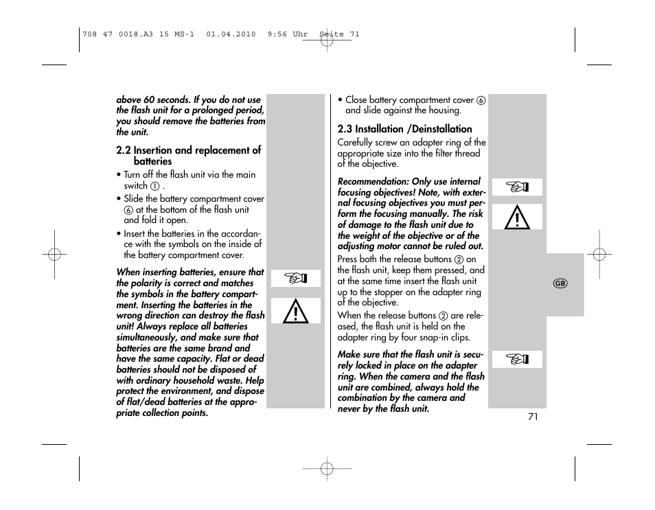 Metz MECABLITZ 15 MS-1 digital User Manual | Page 71 / 140