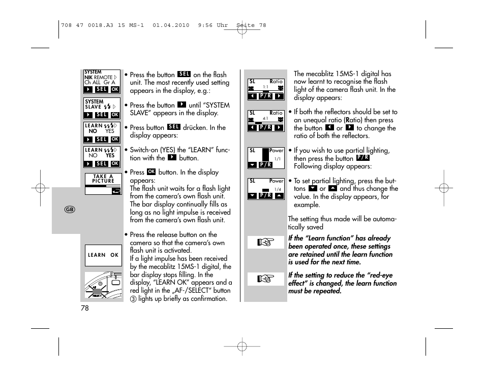 Metz MECABLITZ 15 MS-1 digital User Manual | Page 78 / 140