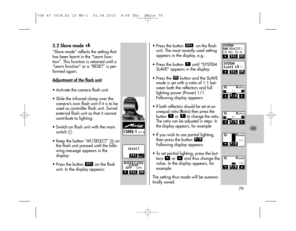 Metz MECABLITZ 15 MS-1 digital User Manual | Page 79 / 140