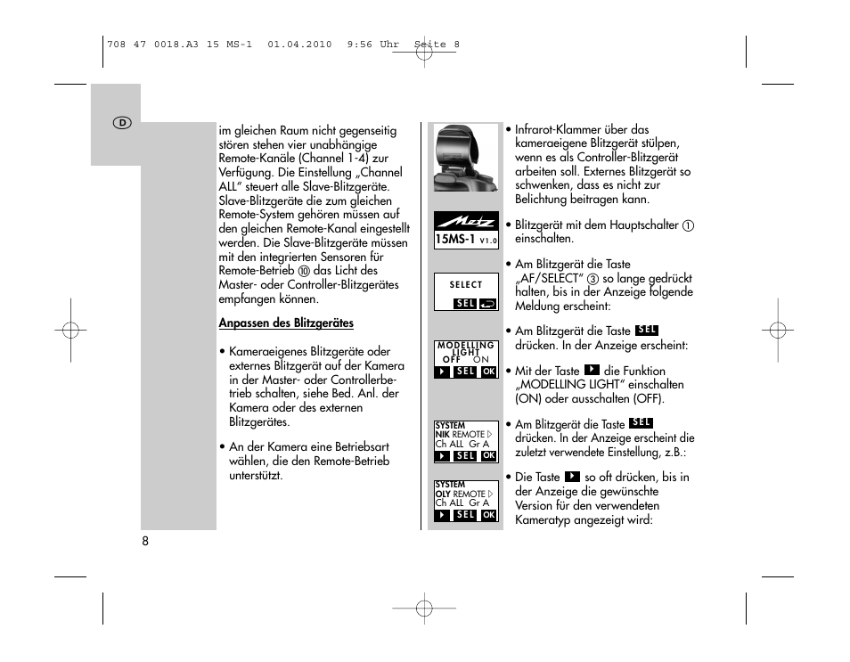 Metz MECABLITZ 15 MS-1 digital User Manual | Page 8 / 140