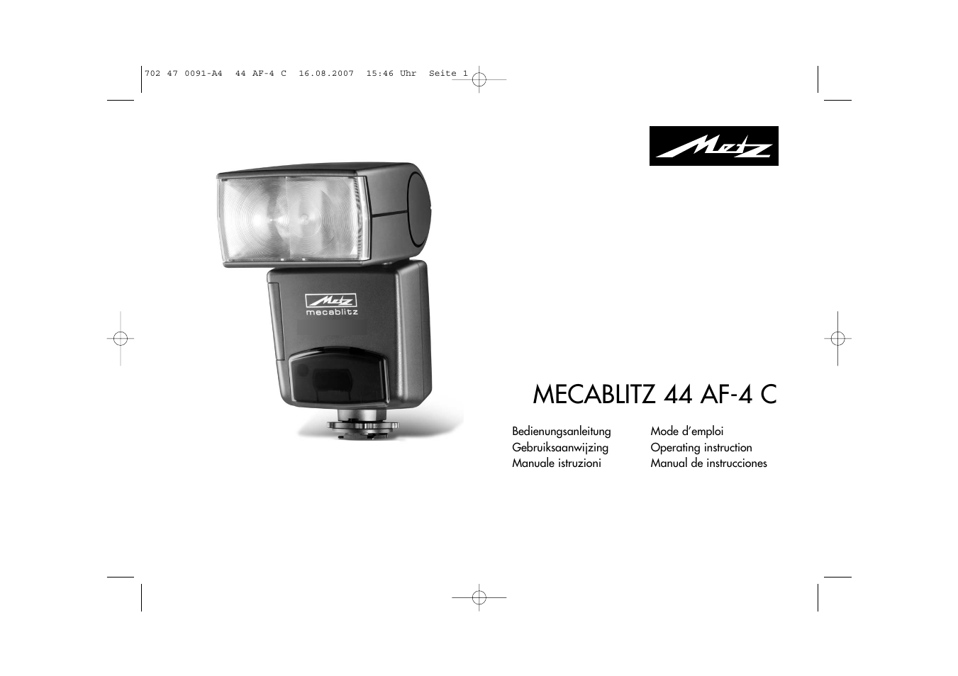 Metz MECABLITZ 44 AF-4 Canon User Manual | 120 pages