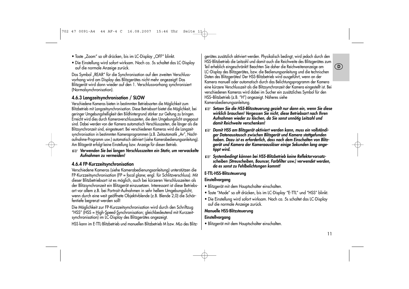 Metz MECABLITZ 44 AF-4 Canon User Manual | Page 11 / 120