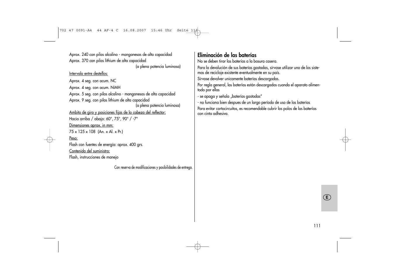 Metz MECABLITZ 44 AF-4 Canon User Manual | Page 111 / 120