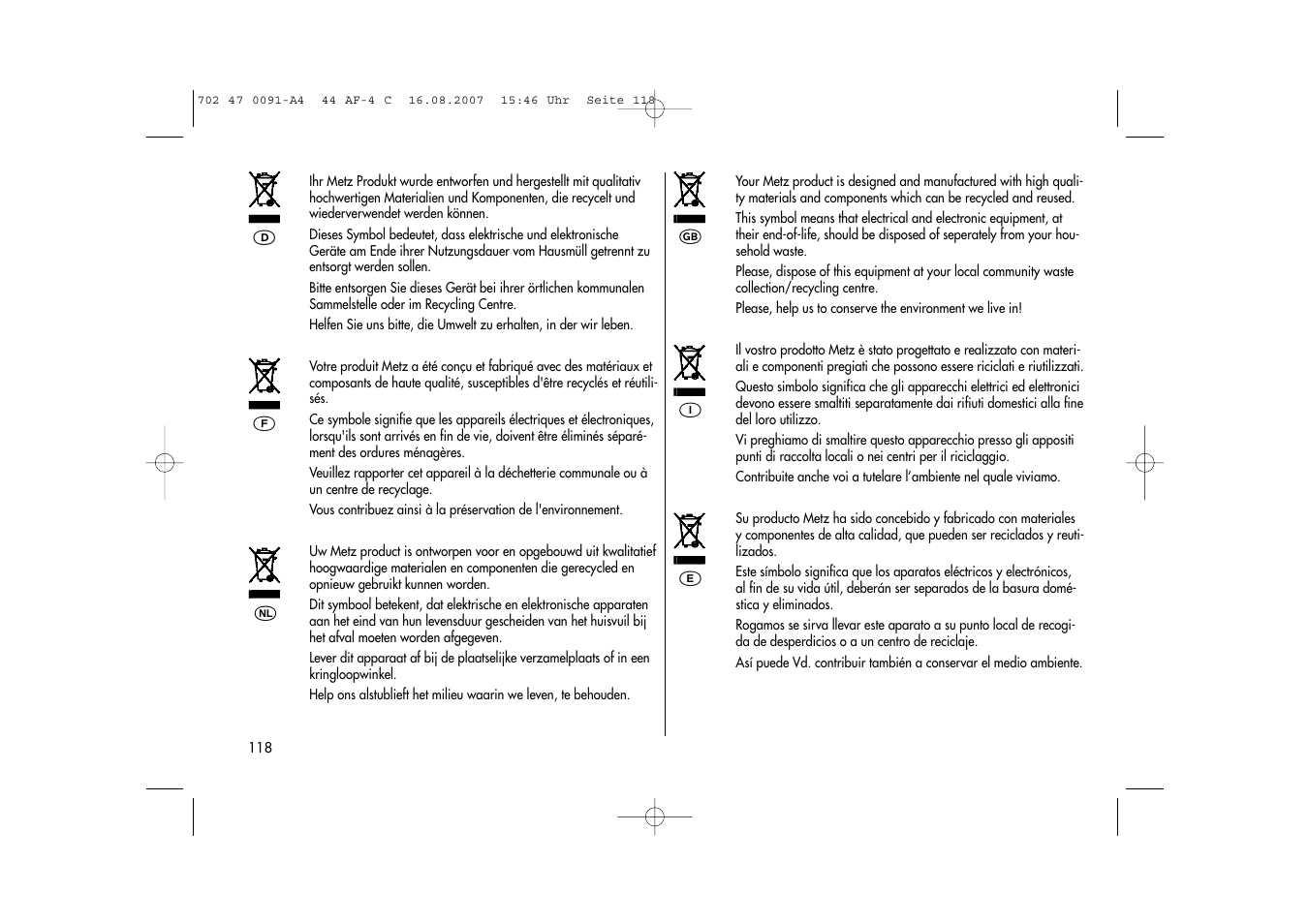 Metz MECABLITZ 44 AF-4 Canon User Manual | Page 118 / 120