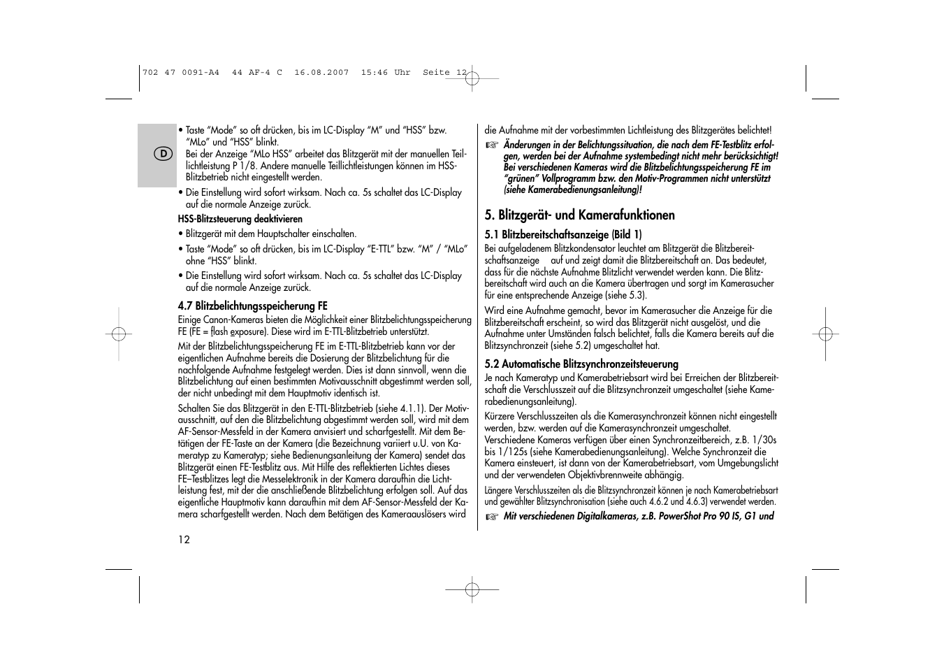 Metz MECABLITZ 44 AF-4 Canon User Manual | Page 12 / 120