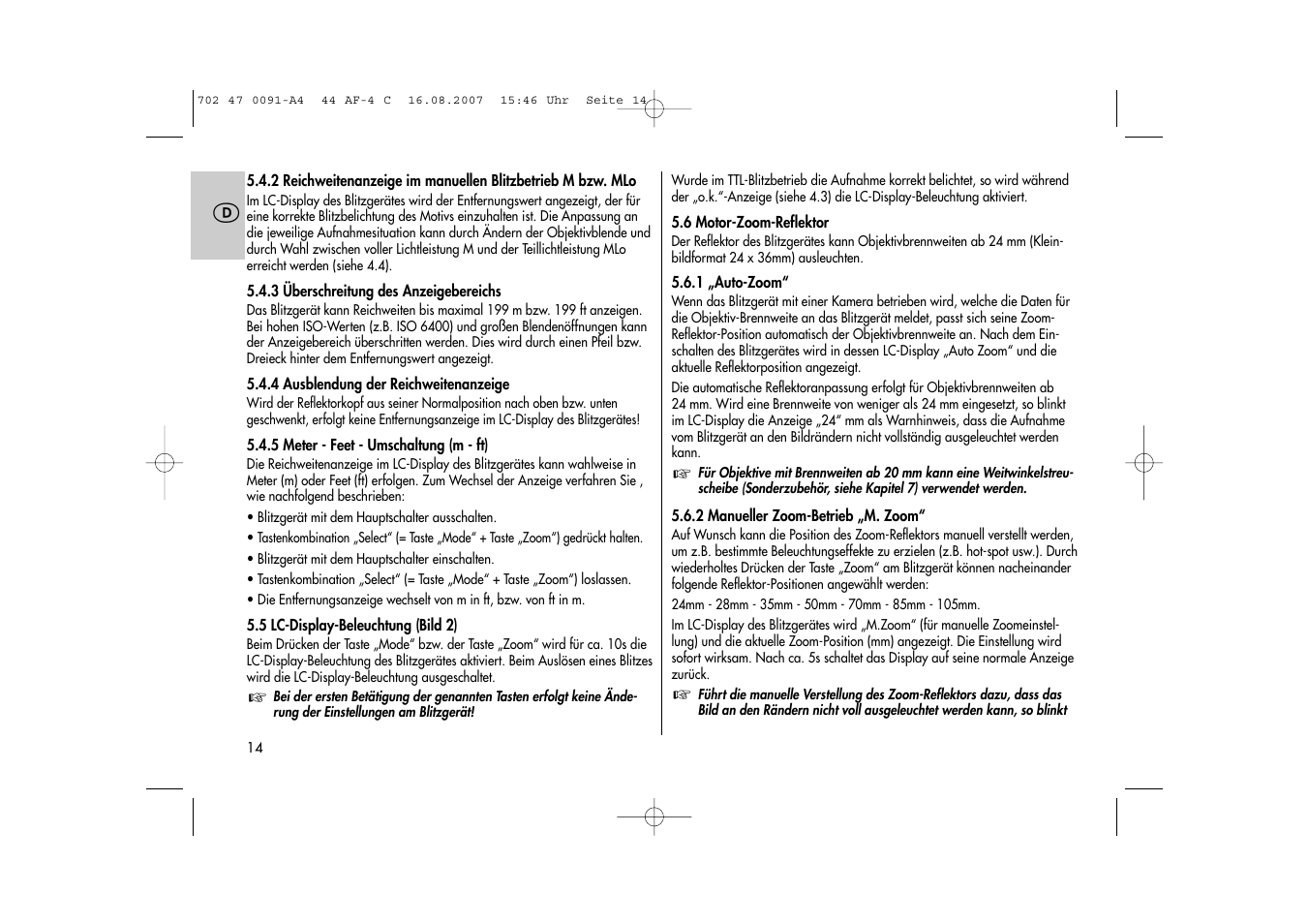 Metz MECABLITZ 44 AF-4 Canon User Manual | Page 14 / 120