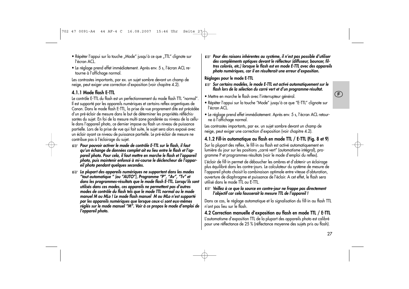 Metz MECABLITZ 44 AF-4 Canon User Manual | Page 27 / 120