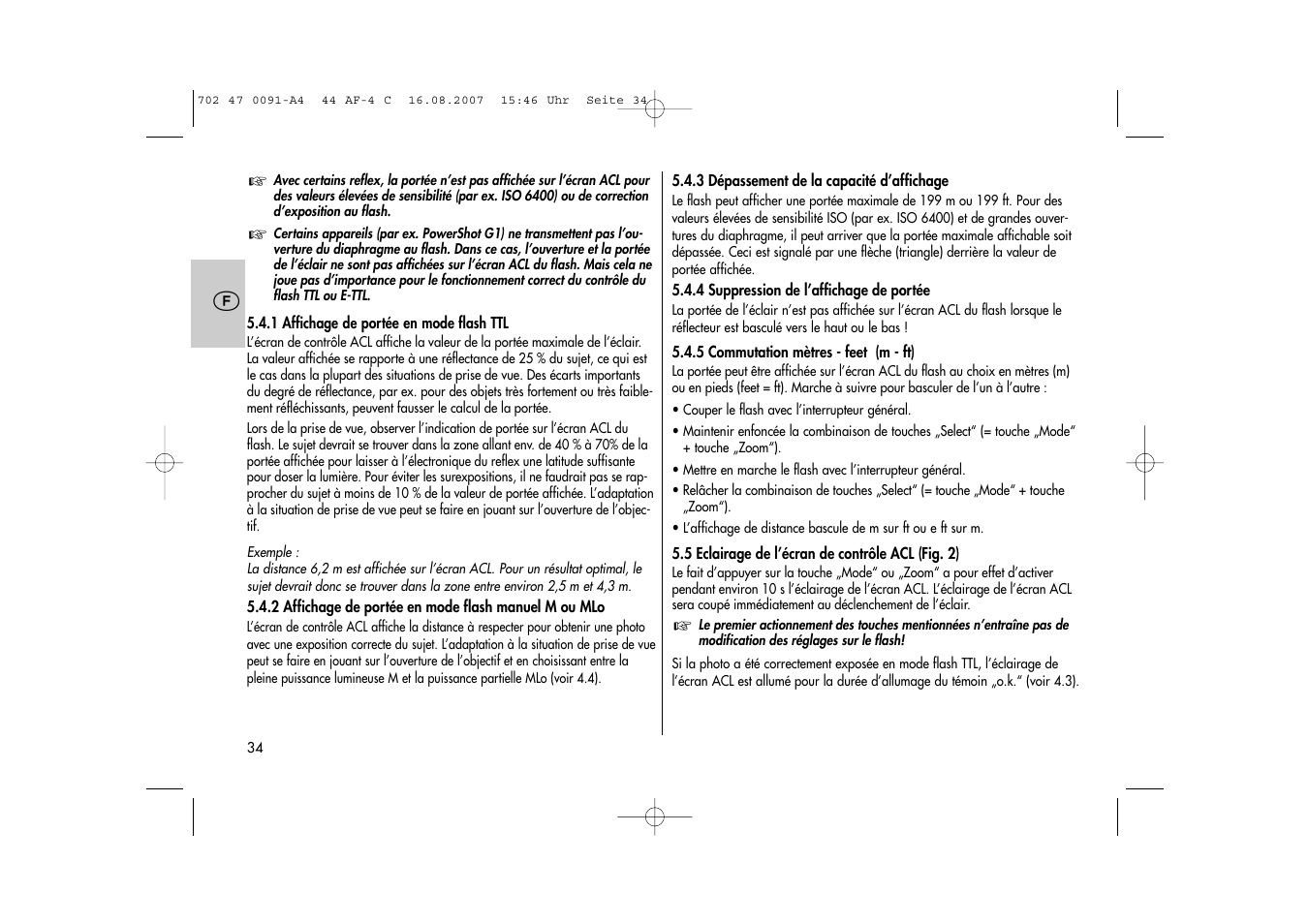 Metz MECABLITZ 44 AF-4 Canon User Manual | Page 34 / 120