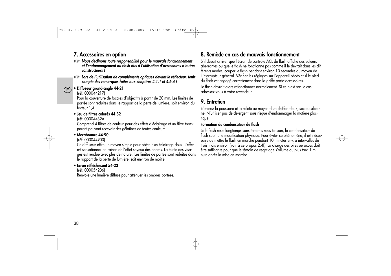 Metz MECABLITZ 44 AF-4 Canon User Manual | Page 38 / 120